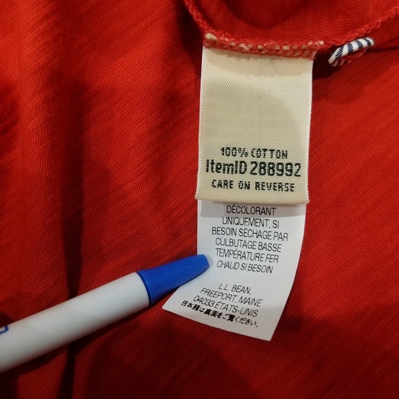 L.L. Bean Women's Size Med Orange Quarter-Button Ruffle Collar Long-Sleeve Top - Picture 7 of 7
